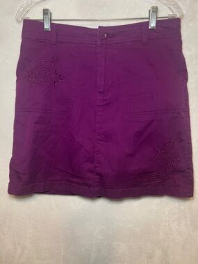 Croft & Barrow Embroidered Skort Sz 8 Stretch Natural Fit Purple Casual Summer